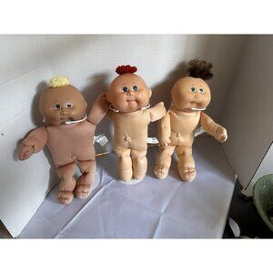 Vtg Cabbage Patch Kids Preemie Baby Dolls Lot Of 3 Has Flaws Needs TLC Paci READ